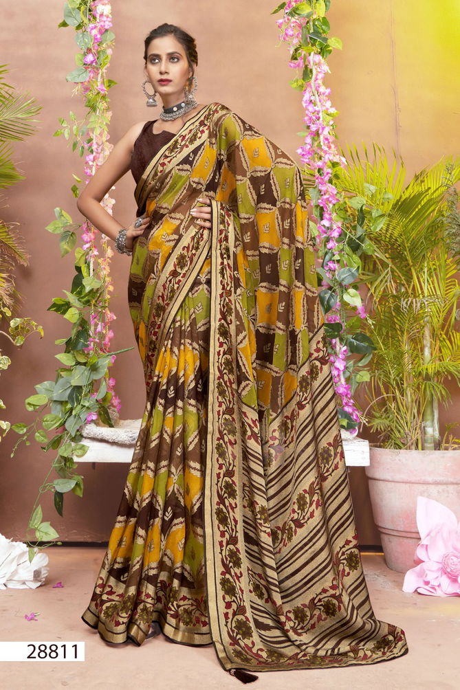 Ashmika By Vallabhi Printed Designer Brasso Sarees Wholesale Online